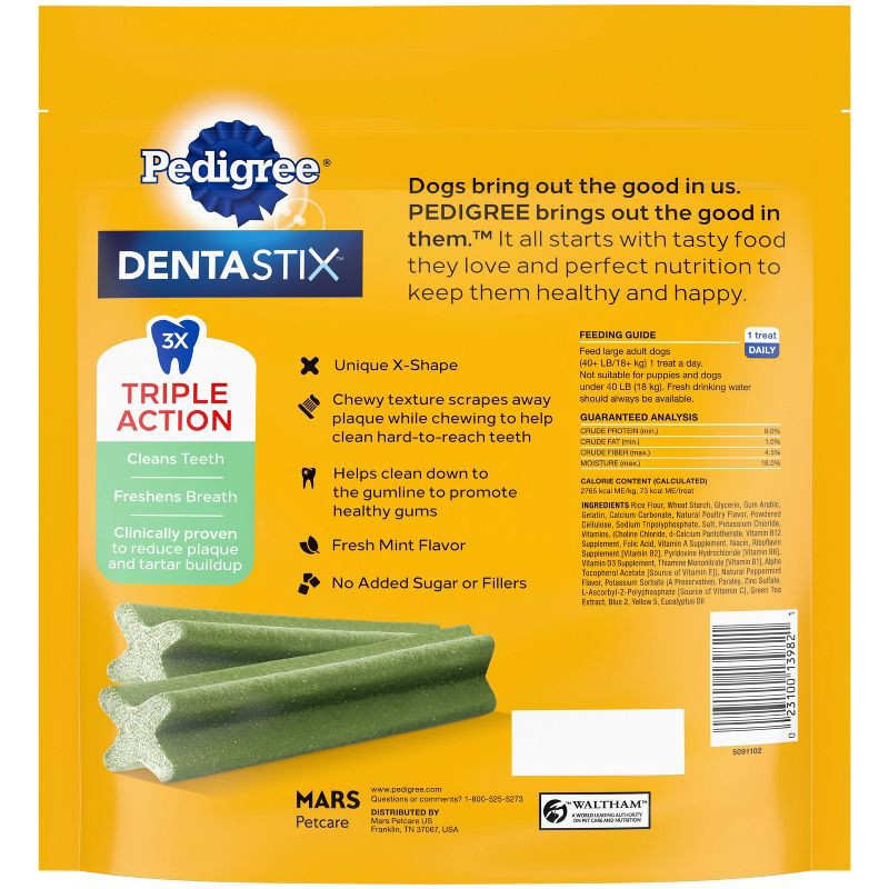 slide 2 of 10, Pedigree Dentastix Mint Fresh Flavor Dental and Hard Chewy Dog Treats for Large Dog - 29.9oz/36ct, 29.9 oz, 36 ct