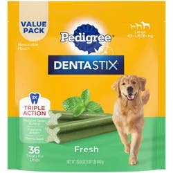 Pedigree Dentastix Mint Fresh Flavor Dental and Hard Chewy Dog Treats for Large Dog - 29.9oz/36ct