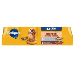 Pedigree Chopped Ground Dinner Chicken, Liver, Beef , Bacon and Cheese Flavor Variety Pack Wet Dog Food - 13.2oz/12ct