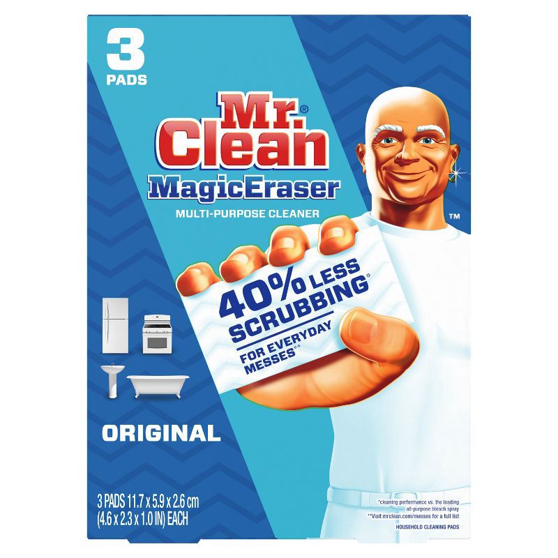 slide 1 of 12, Mr. Clean Original Magic Eraser Cleaning Pads with Durafoam - 3ct, 3 ct