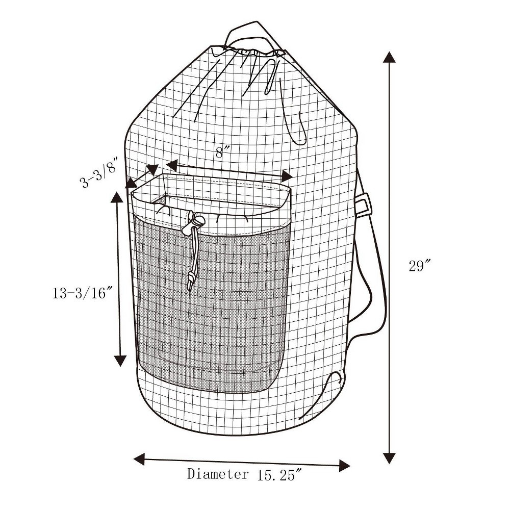 slide 3 of 3, Backpack Laundry Bag Grid Pattern White - Room Essentials, 1 ct