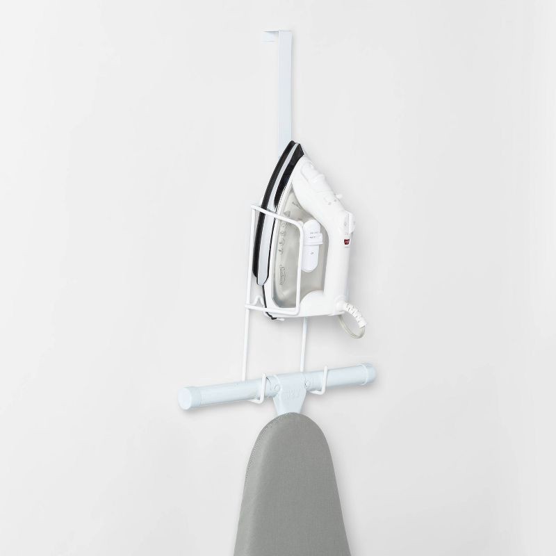slide 3 of 3, Over The Door Ironing Board Caddy White - Room Essentials™: Metal Cleaning Tool, 19.5" Height, 5.5" Width, 4" Depth, 1 ct
