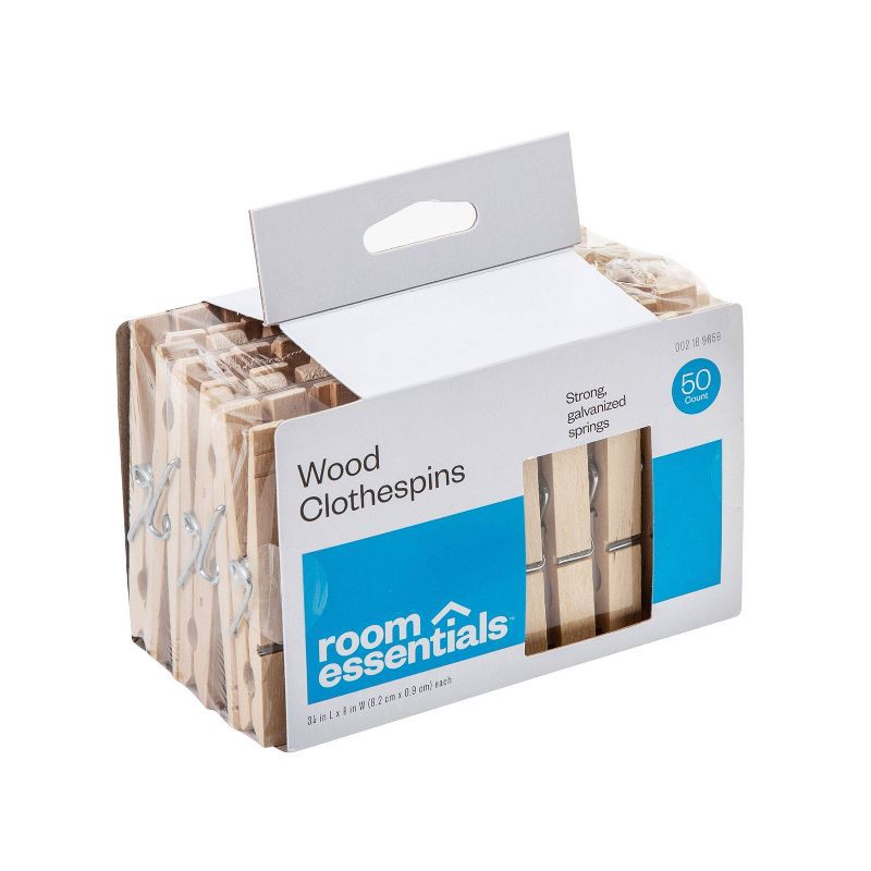 slide 3 of 3, 50pk Clothespins Light Brown - Room Essentials™, 50 ct