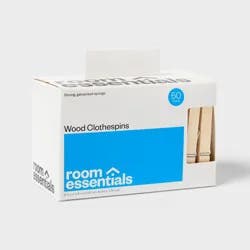 50pk Clothespins Light Brown - Room Essentials™: Wooden Clothing Pins, Hardwood, 3.25" Length, 50 Count