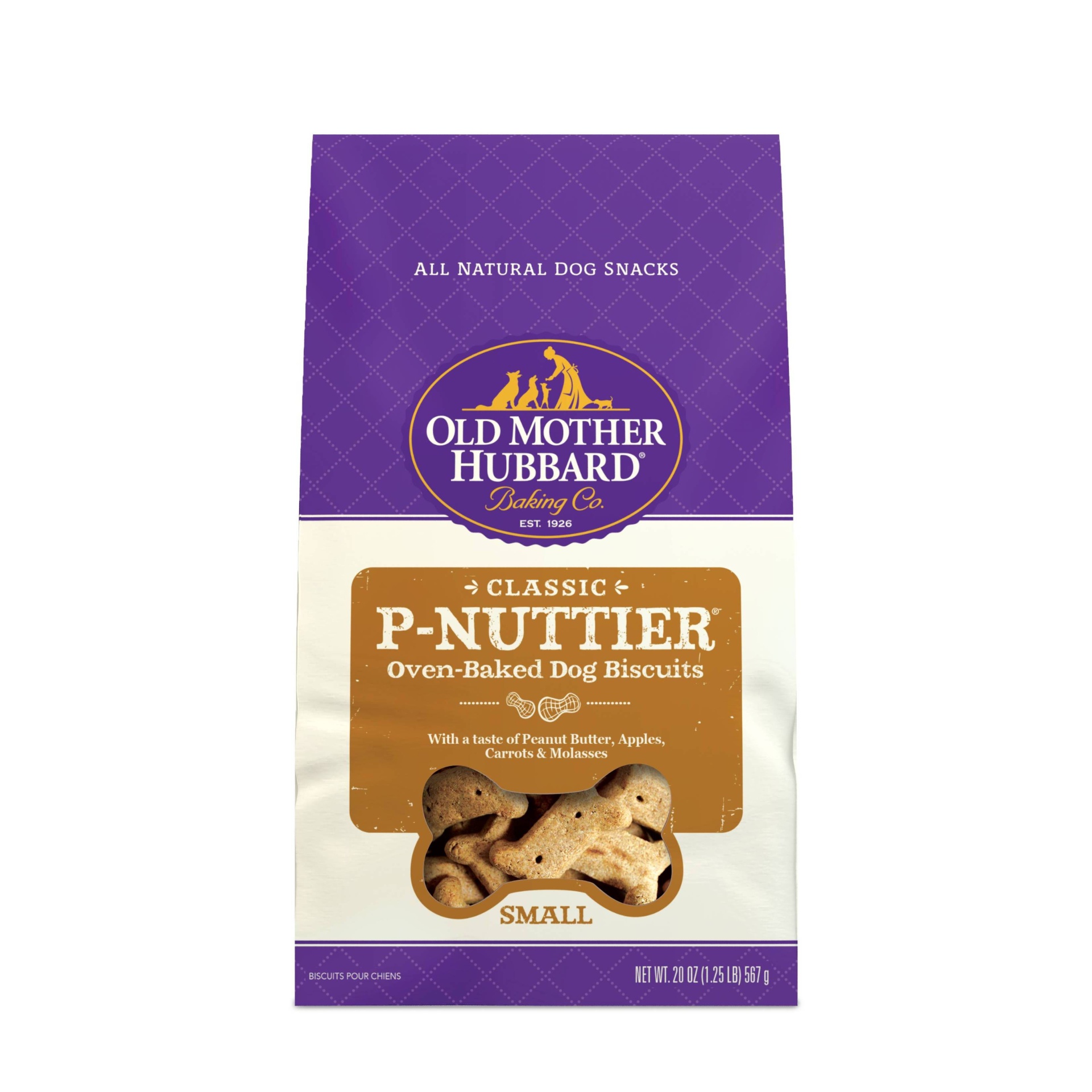 slide 1 of 4, Old Mother Hubbard Classic Crunchy P-Nuttier Biscuits Small Oven Baked Dog Treats - 20oz, 1 ct