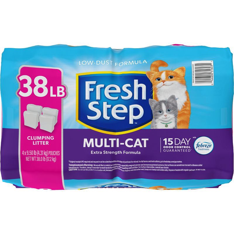 slide 16 of 16, Fresh Step Multi-Cat Scented Litter with The Power of Febreze Clumping Cat Litter - 38lb, 38 lb