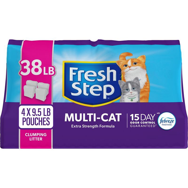 slide 1 of 16, Fresh Step Multi-Cat Scented Litter with The Power of Febreze Clumping Cat Litter - 38lb, 38 lb