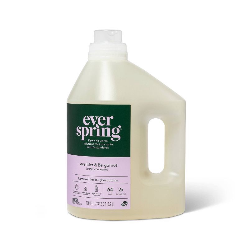 slide 1 of 4, Lavender & Bergamot Concentrated Liquid Laundry Detergent 64 Loads - 100 fl oz - Everspring™, 100 fl oz