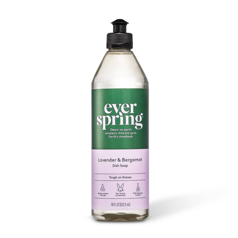 slide 1 of 3, Lavender & Bergamot Liquid Dish Soap - 18 fl oz - Everspring™, 18 fl oz