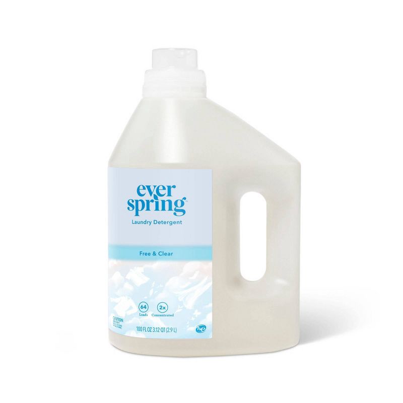 slide 1 of 3, Unscented Free & Clear Concentrated Liquid Laundry Detergent 64 Loads - 100 fl oz - Everspring™, 100 fl oz
