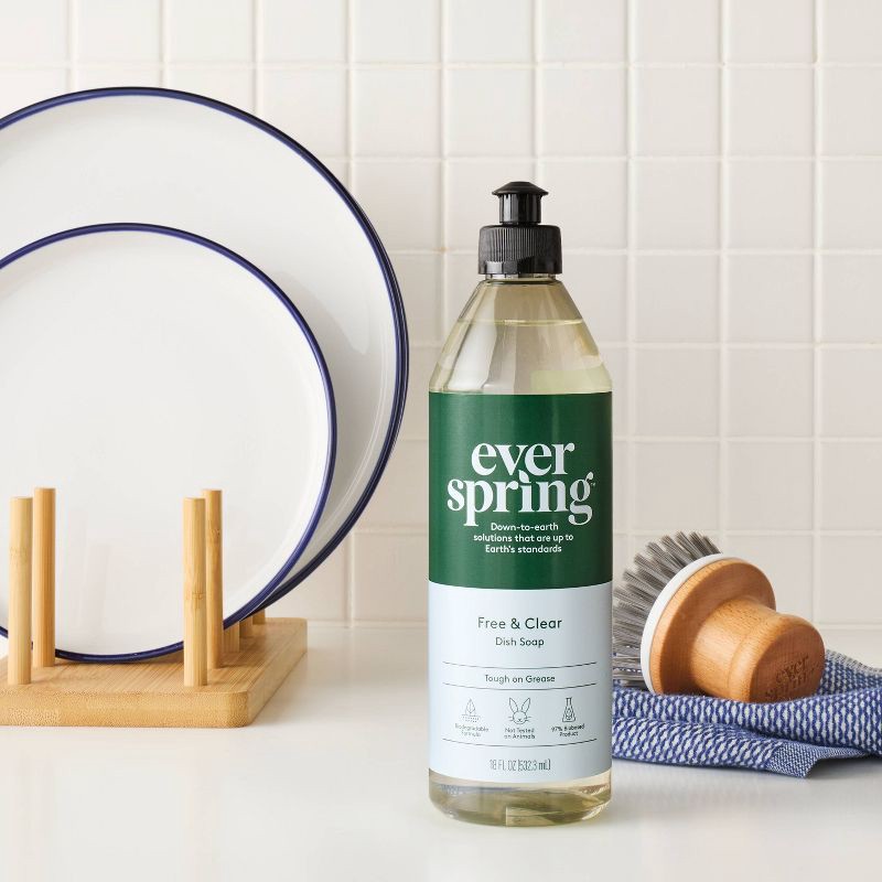 slide 2 of 3, Free & Clear Liquid Dish Soap - 18 fl oz - Everspring™, 18 fl oz