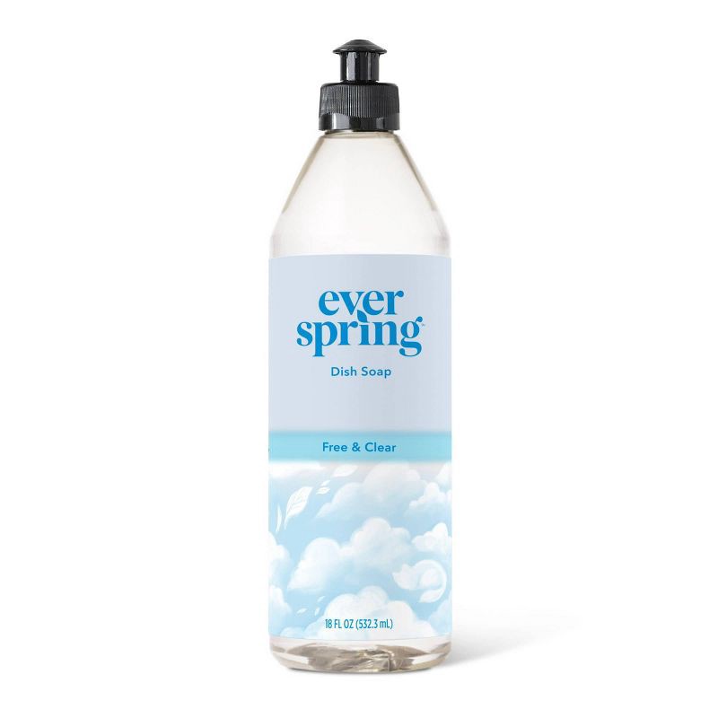 slide 1 of 4, Free & Clear Liquid Dish Soap - 18 fl oz - Everspring™, 18 fl oz
