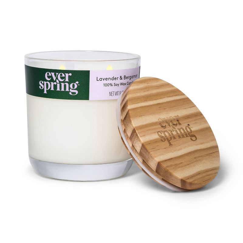 slide 2 of 4, 2-Wick Lavender & Bergamot 100% Soy Wax Candle - 8oz - Everspring™, 8 oz