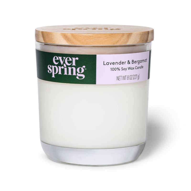 slide 1 of 4, 2-Wick Lavender & Bergamot 100% Soy Wax Candle - 8oz - Everspring™, 8 oz