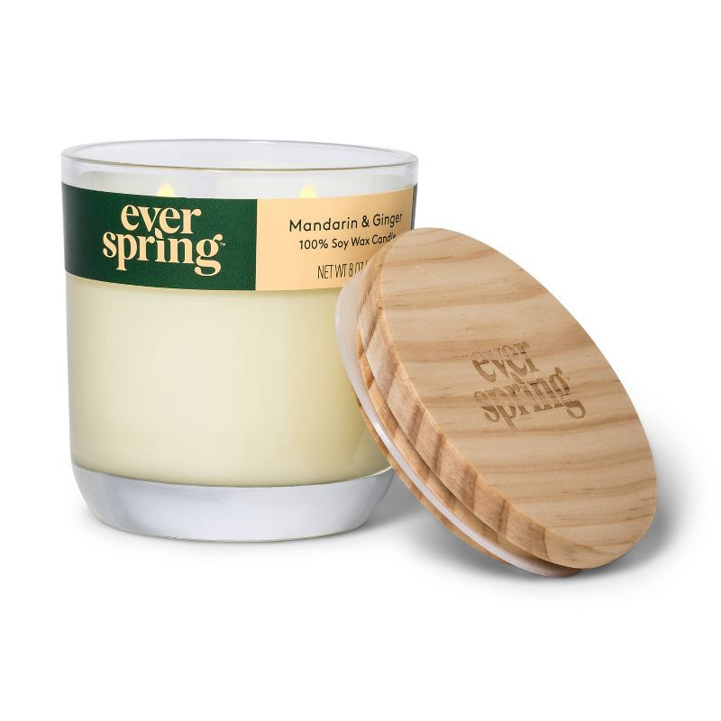 slide 2 of 4, 2-Wick Mandarin & Ginger 100% Soy Wax Candle - 8oz - Everspring™, 8 oz