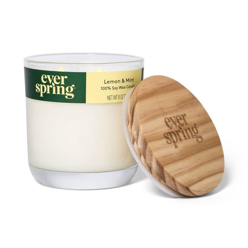 slide 2 of 4, 2-Wick Lemon & Mint 100% Soy Wax Candle - 8oz - Everspring™, 8 oz