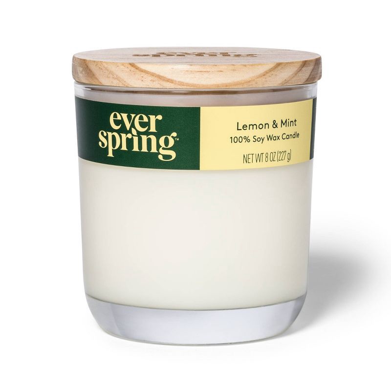 slide 1 of 4, 2-Wick Lemon & Mint 100% Soy Wax Candle - 8oz - Everspring™, 8 oz