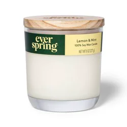 2-Wick Lemon & Mint 100% Soy Wax Candle - 8oz - Everspring™