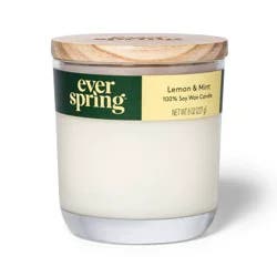 2-Wick Lemon & Mint 100% Soy Wax Candle - 8oz - Everspring™