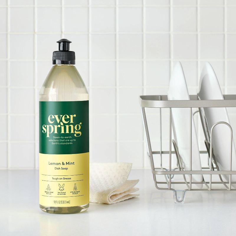 slide 2 of 3, Lemon & Mint Liquid Dish Soap - 18 fl oz - Everspring™, 18 fl oz
