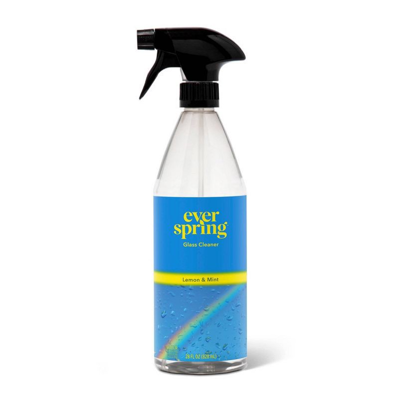 slide 1 of 3, Lemon & Mint Glass Cleaner - 28 fl oz - Everspring™: Liquid Spray Bottle, Windows & Mirrors, 28 fl oz