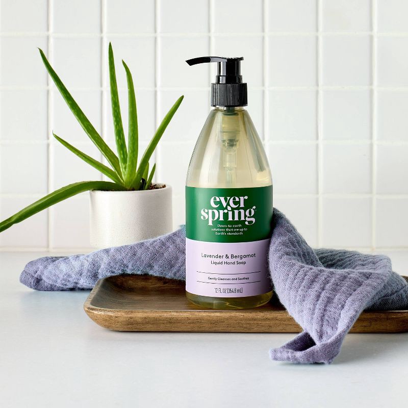 slide 2 of 3, Liquid Hand Soap - Lavender & Bergamot - 12 fl oz - Everspring™, 12 fl oz