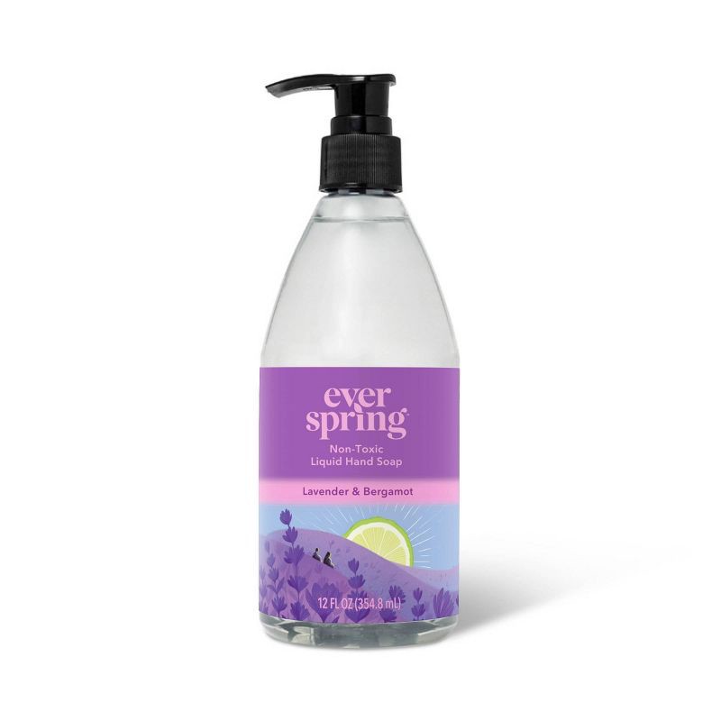 slide 1 of 4, Liquid Hand Soap - Lavender & Bergamot - 12 fl oz - Everspring™: Paraben-Free, Non-Toxic, Phthalate-Free, Animal By-Product-Free, 12 fl oz