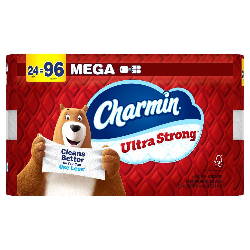 slide 3 of 16, Charmin Ultra Strong Toilet Paper - 24 Mega Rolls, 1 ct