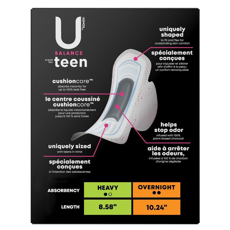 slide 2 of 10, U by Kotex Balance Sized for Teens Ultra-Thin Pads with Wings - Extra Absorbency - Unscented - 28ct, 28 ct