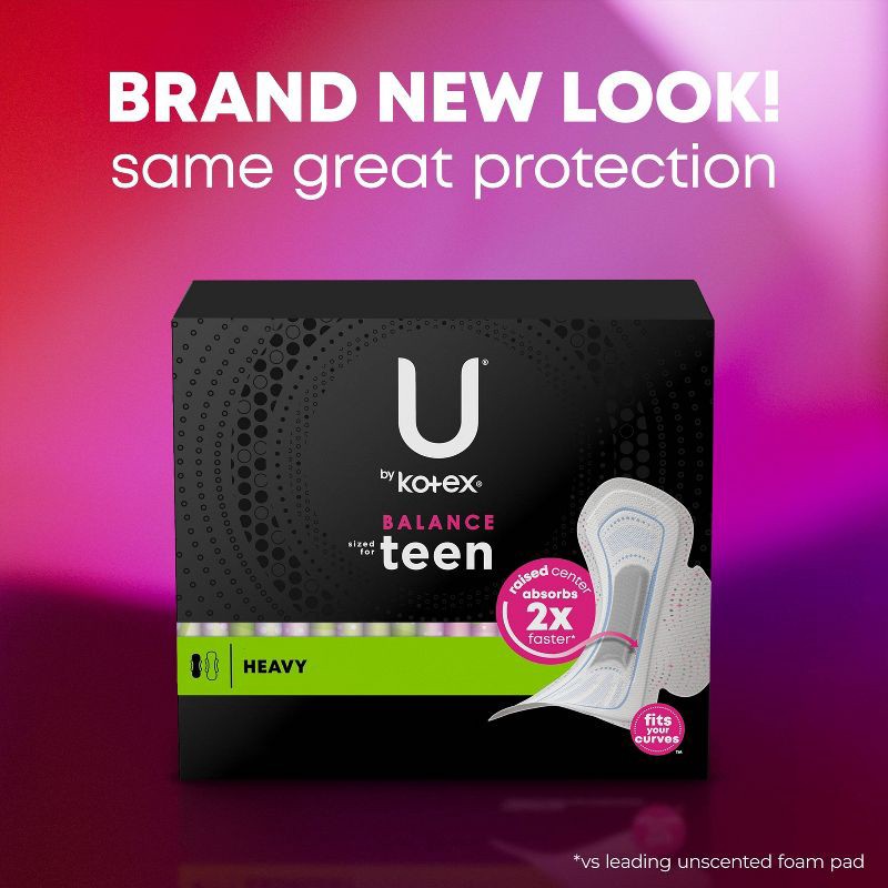 slide 3 of 9, U by Kotex Balance Sized for Teens Ultra-Thin Pads with Wings - Extra Absorbency - Unscented - 28ct, 28 ct