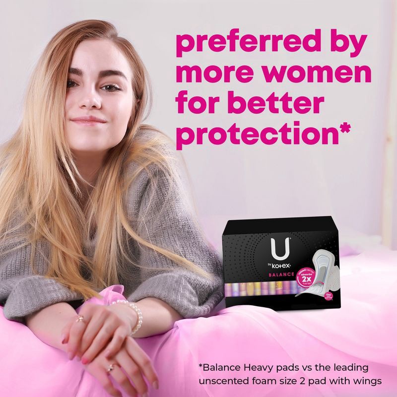 slide 8 of 10, U by Kotex Balance Sized for Teens Ultra-Thin Pads with Wings - Extra Absorbency - Unscented - 28ct, 28 ct
