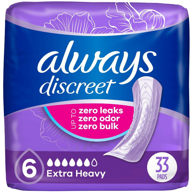 slide 1 of 10, Always Discreet Extra Heavy Absorbency 6 Drop Base Pads - 33ct, 33 ct