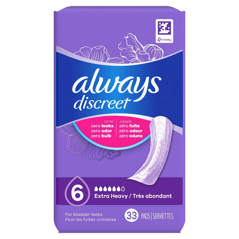 slide 10 of 10, Always Discreet Extra Heavy Absorbency 6 Drop Base Pads - 33ct, 33 ct