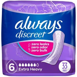Always Discreet Extra Heavy Absorbency 6 Drop Base Pads - 33ct