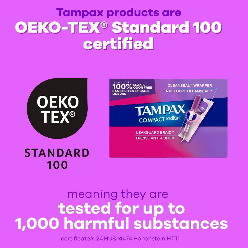 slide 9 of 14, Tampax Compact Radiant Multipack Regular/Super Absorbency Unscented Plastic Tampons - 28ct, 28 ct