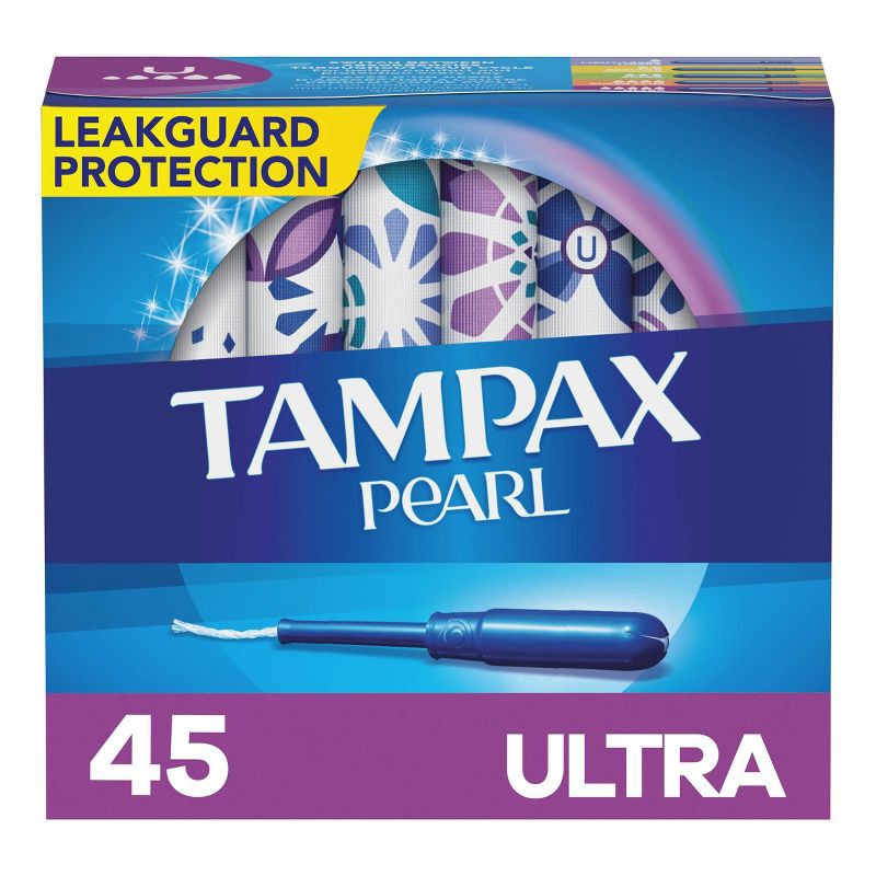 slide 1 of 8, Tampax Pearl Ultra Absorbency with LeakGuard Braid Tampons - Unscented - 45ct, 45 ct