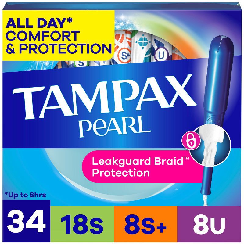 slide 1 of 10, Tampax Pearl Triple Pack with Super/Super Plus/Ultra Absorbency Unscented Plastic Tampons - 34ct, 34 ct