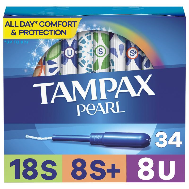 slide 1 of 11, Tampax Pearl Triple Pack with Super/Super Plus/Ultra Absorbency Unscented Plastic Tampons - 34ct, 34 ct