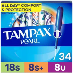 Tampax Pearl Triple Pack with Super/Super Plus/Ultra Absorbency Unscented Plastic Tampons - 34ct