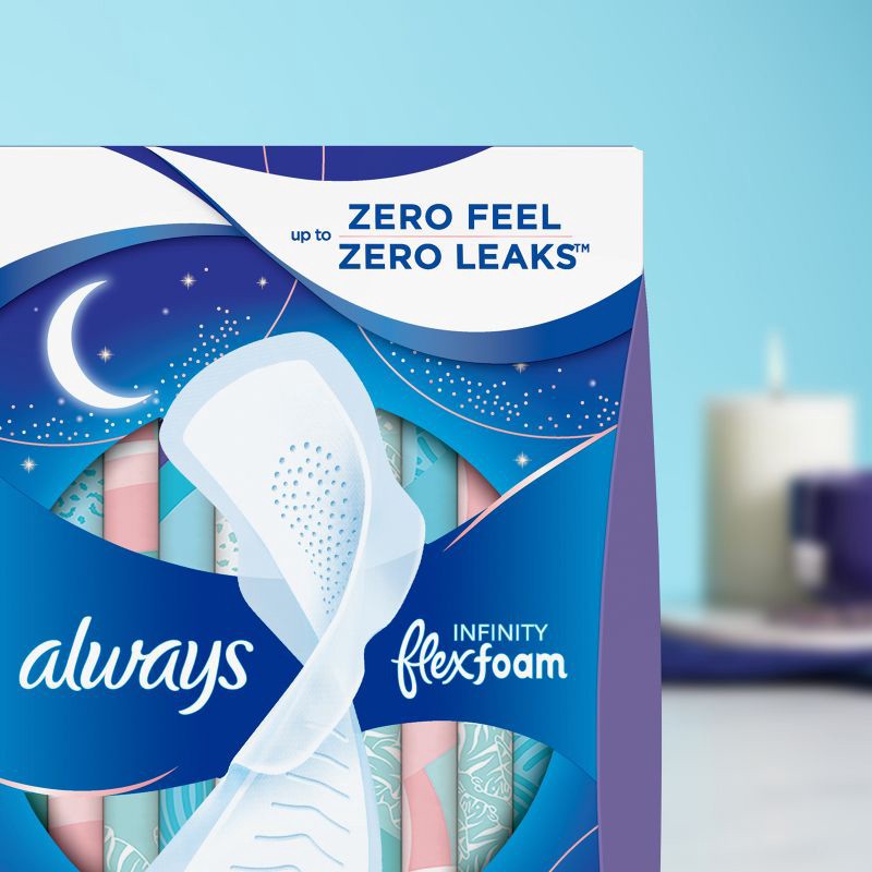 slide 2 of 11, Always Infinity FlexFoam Pads for Women - Extra Heavy Overnight Absorbency - Unscented - Size 5 - 30ct, 30 ct