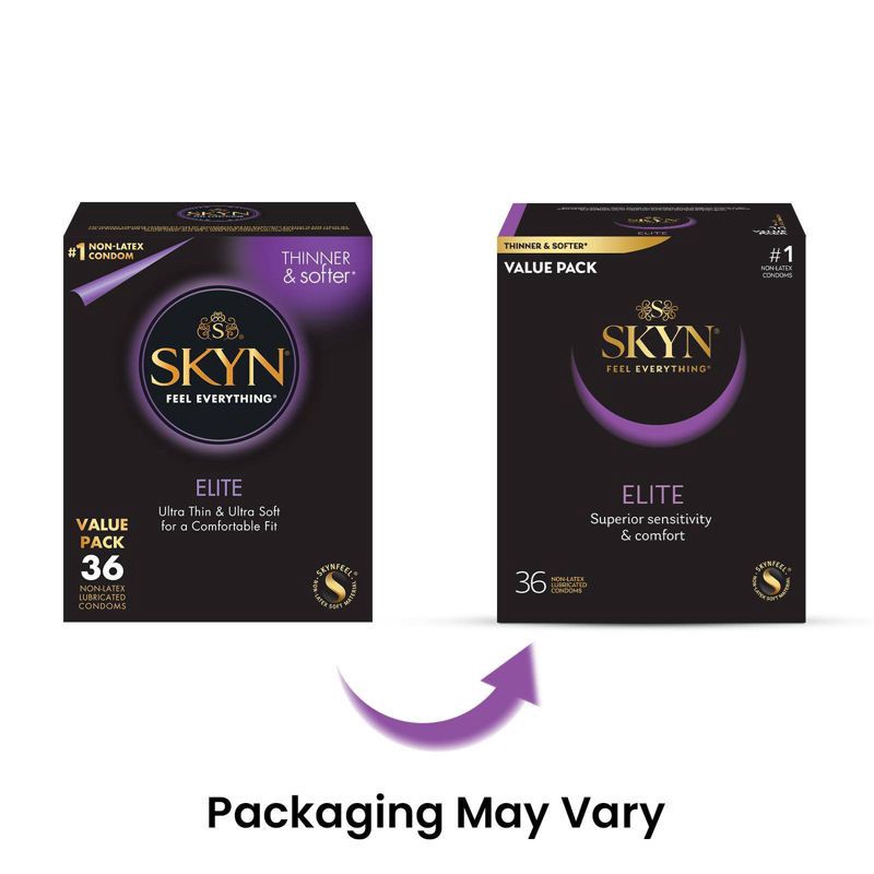 slide 3 of 6, SKYN Elite Non-Latex Lubricated Condoms - 36ct, 36 ct