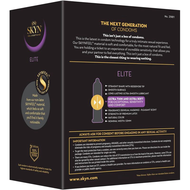 slide 6 of 6, SKYN Elite Non-Latex Lubricated Condoms - 36ct, 36 ct