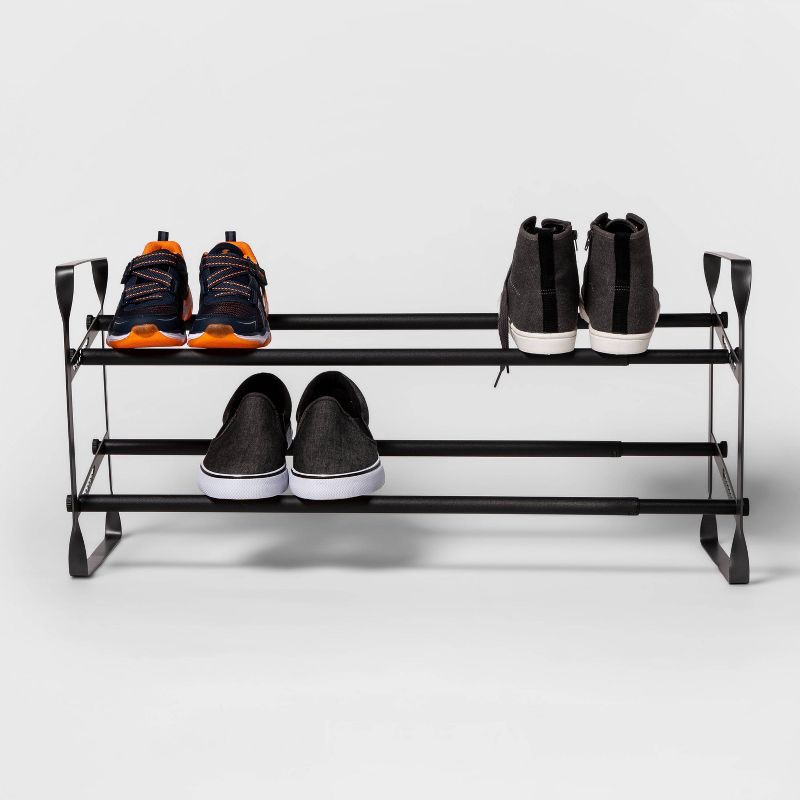 slide 2 of 4, 2 Tier Expandable Shoe Rack Gunmetal - Room Essentials™, 1 ct