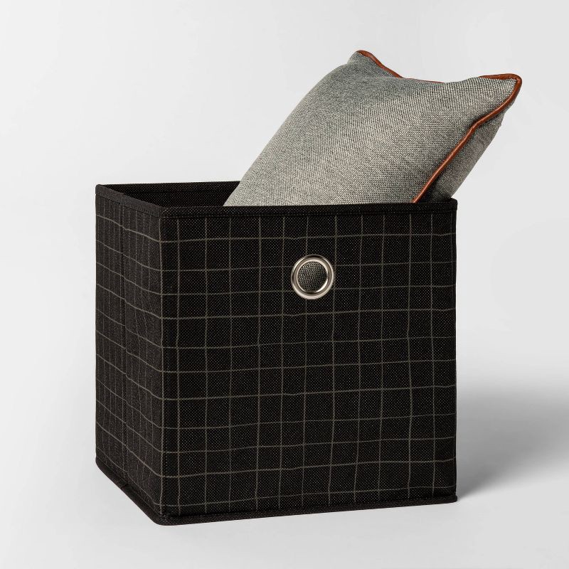 slide 2 of 3, 11" Fabric Cube Storage Bin Black Pattern - Room Essentials™: Square, Folds Flat, 11 Inch System Compatible, 1 ct