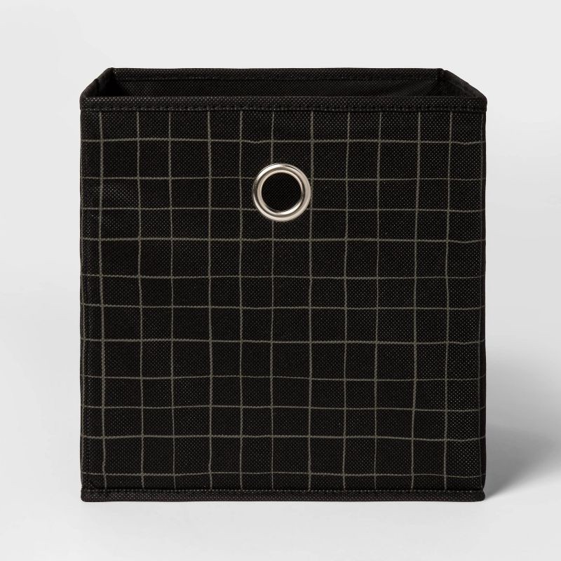 slide 1 of 3, 11" Fabric Cube Storage Bin Black Pattern - Room Essentials™: Square, Folds Flat, 11 Inch System Compatible, 1 ct