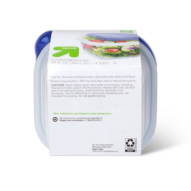 Snap And Store Medium Square Food Storage Container - 4ct/32 Fl Oz - Up &  Up™ : Target