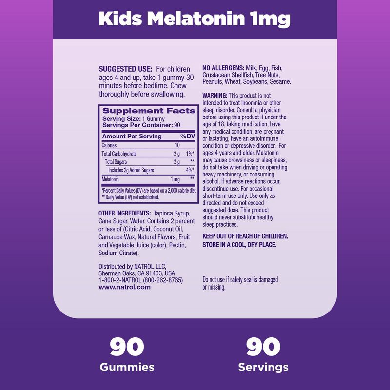 slide 5 of 10, Natrol Kids' Melatonin Sleep Aid 1mg Gummies - Berry - 90ct, 1mg, 90 ct