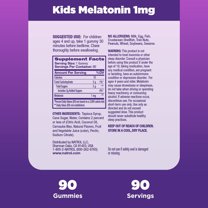 slide 5 of 7, Natrol Kids' Melatonin Sleep Aid 1mg Gummies - Berry - 90ct, 1mg, 90 ct