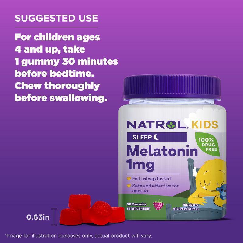 slide 6 of 10, Natrol Kids' Melatonin Sleep Aid 1mg Gummies - Berry - 90ct, 1mg, 90 ct