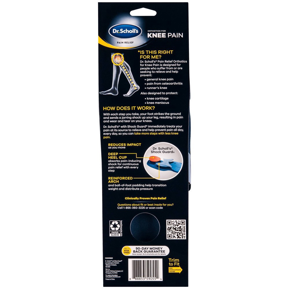 slide 3 of 6, Dr. Scholl's Knee Pain Orthotics for Men Shoe Size 8-14, 1 ct